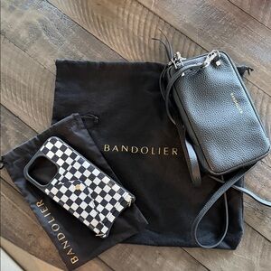 Bandolier Black and White Checkered Phone Case with Black Crossbody
